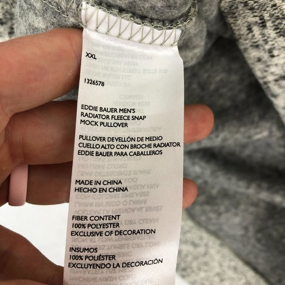 Eddie Bauer Men's Size XX-Large Grey Fleece Lined Knit Partial Snap Pullover - Picture 10 of 12